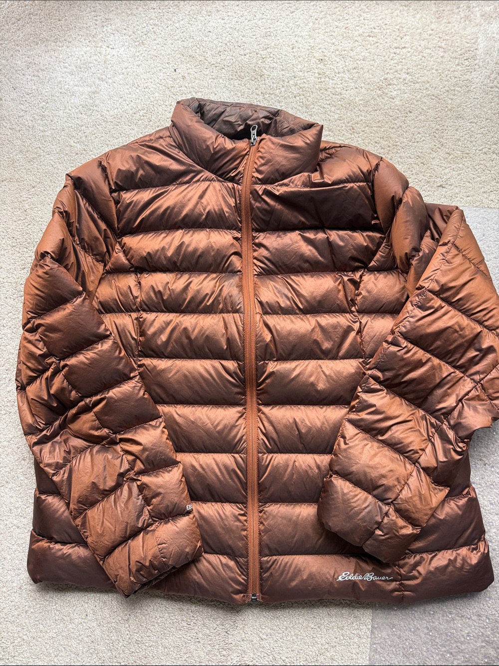 Eddie Bauer Women's Metallic Copper Brown Down Puffer Jacket XXL 16-18